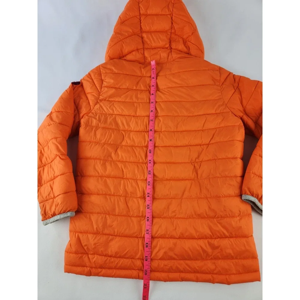 Orange Gap Kids lightweight hooded puffer jacket Full Zip Coat Safety Sz SMALL